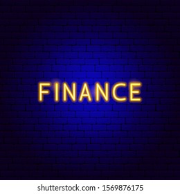 Finance Neon Text. Vector Illustration of Business Promotion.