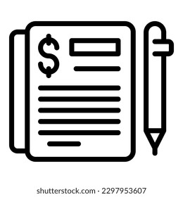 Finance notebook icon outline vector. Fund capital. Loan chart