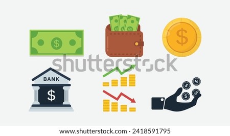 finance object set for personal and business use flat vector illustration 
