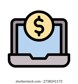 Finance And Online Earning Vector Icon, User Interface Related Lineal Colour Style Vector Icon.