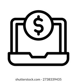Finance And Online Earning Vector Icon, User Interface Related Line Style Vector Icon.