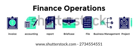 Finance Operations Banner Web Icon Vector Illustration Concept For Invoice, Accounting, Report, Briefcase, File, Business Management, Project