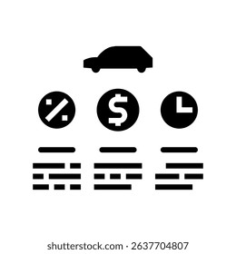 finance options car dealership glyph icon vector. finance options car dealership sign. isolated symbol illustration