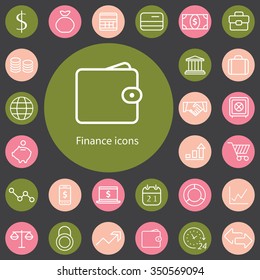 finance outline, thin, flat, digital icon set for web and mobile