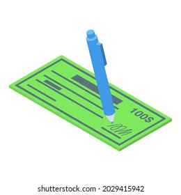 Finance Paper Check Icon Isometric Vector. Business Plan. Market Money