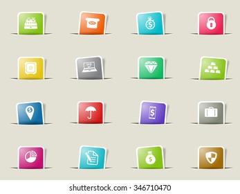 Finance paper icons for web