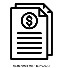 Finance papers icon. Outline finance papers vector icon for web design isolated on white background