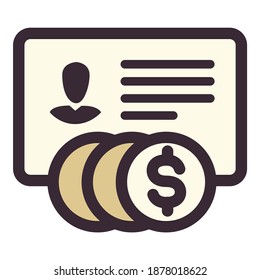 Finance Payment Coin Cash Document Flat Icon Isolated On White Background