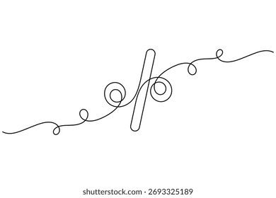 Icono de porcentaje financiero continuo de una línea dibujando sobre fondo blanco Ilustración vectorial de esquema de descuento minimalista