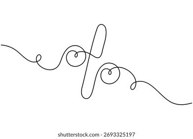 Finance percent icon continuous one line drawing on white background minimalist discount outline vector illustration