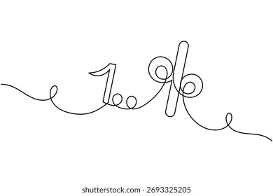 Icono de porcentaje financiero continuo de una línea dibujando sobre fondo blanco Ilustración vectorial de esquema de descuento minimalista