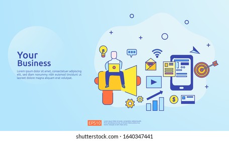 Finance performance of return on investment ROI concept with business chart. income salary rate increase. graphic growth revenue with paper sheet chart, laptop, magnifier, paperwork, graphs element