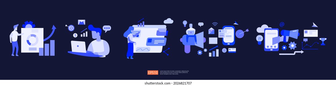 Finance Performance Of Return On Investment ROI Concept With Business Chart. Income Salary Rate Increase. Graphic Growth Revenue With Paper Sheet Chart, Laptop, Magnifier, Paperwork, Graphs Element