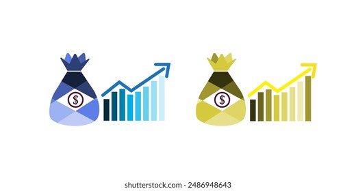 Finance performance of return on investment concept with arrow. income salary rate increase. business profit growth margin revenue. cost sale icon.