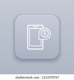 Finance phone button, best vector on a gray background