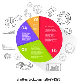 Finance Pie Diagram Circle Infographic With Financial Business Hand Draw Sketch Graph Chart Set Vector Illustration