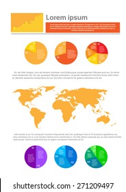 Finance Pie Diagram Infographic Document with Financial Business Page Graph Set Vector Illustration
