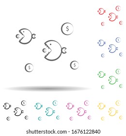 Finance piranhas multi color set icon. Simple thin line, outline vector of business and management icons for ui and ux, website or mobile application