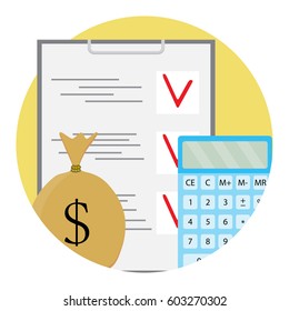 Finance plan and calculating. Budget and balance, vector illustration