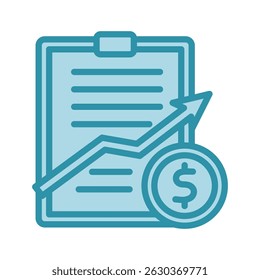 Plano financeiro cor azul tom duplo, ícone mini ilustração. use para conceito moderno, impressão, UI, kit UX, web e desenvolvimento de aplicativos. Vetor relacionado com vendas, logística e comércio eletrônico
