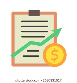Plano de Finanças cor plana, ícone mini ilustração. use para conceito moderno, impressão, UI, kit UX, web e desenvolvimento de aplicativos. Vetor relacionado com vendas, logística e comércio eletrônico