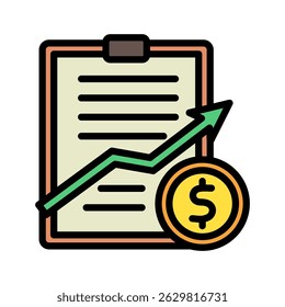Plano de Finanças cor de contorno, ícone mini ilustração. use para conceito moderno, impressão, UI, kit UX, web e desenvolvimento de aplicativo. Vetor relacionado com vendas, logística e comércio eletrônico

