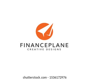 Finance plane logo template, financial paper plan logo vector