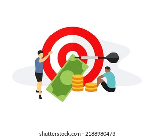 Finance planning and analysis illustration design. Business targeting and income from investment tiny person concept. revenue growth, budget management with characters