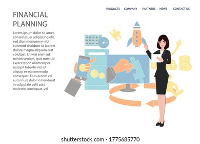 finance planning Creative idea design. Flat vector illustration for template, brochure or presentation.