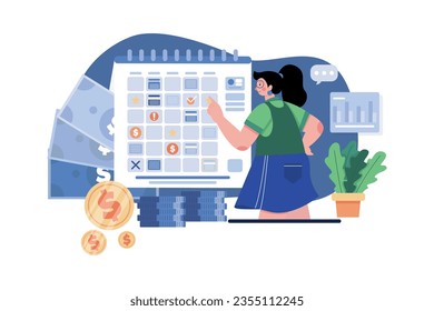 Concepto de Ilustración de Planificación Financiera. Ilustración plana aislada en fondo blanco