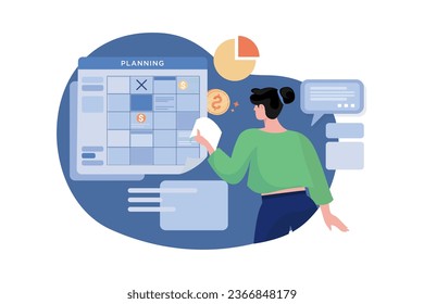Finance Planning Illustration concept. A flat illustration isolated on white background
