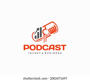 Finance Podcast Logo Design. Financial Talk Show And Money Radio Vector Design. Finance, Economics, And Investment Discussion Logotype