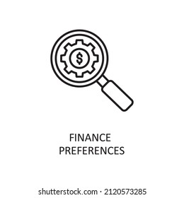 Finance Preferences Vector Outline Icon Design Illustration. Bank- und Zahlungssymbol auf weißem Hintergrund - EPS10-Datei