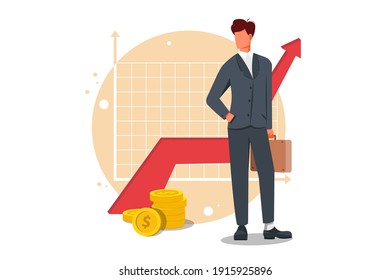 Finance productivity graph, return on investment chart, budget planning, expenses concept, accounting report, income growth, statistic dashboard, vector flat icon
