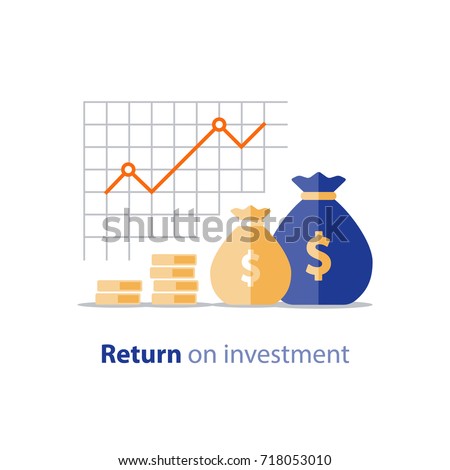 Finance productivity graph, return on investment chart, budget planning, expenses concept, accounting report, income growth, statistic dashboard, vector flat icon