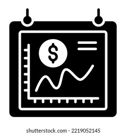 Finance Productivity Graph, Statistic Dashboard, Stock Market, Income Growth, Premium Quality Vector Illustration Concept. Glyph Icon Symbol.