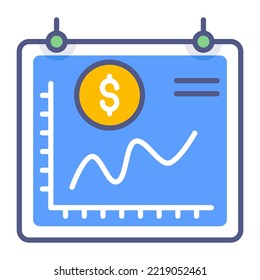 Finance Productivity Graph, Statistic Dashboard, Stock Market, Income Growth, Premium Quality Vector Illustration Concept. Flat Line Icon Symbol.