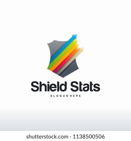 Finance Protect logo designs vector, Shield Stats logo vector