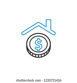 finance, protection, coin 2 colored line icon. Simple colored element illustration. protection, coin icon outline symbol design from finance set