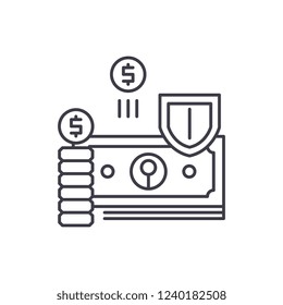 Finance protection line icon concept. Finance protection vector linear illustration, symbol, sign