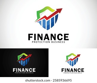 finance protection logo shield icon growth business secure design concept