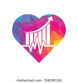 Finance pulse heart shape concept logo. Heart beat finance logo design icon. stats pulse logo design template.