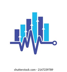 Logo del pulso financiero. Icono de diseño del logotipo de finanzas de latido cardíaco. plantilla de diseño del logotipo de pulso de estadísticas.