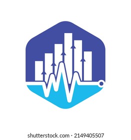 Finance pulse logo. Heart beat finance logo design icon. stats pulse logo design template.