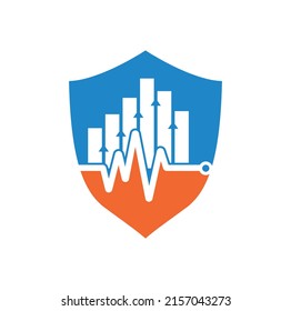 Finance pulse logo. Heart beat finance logo design icon. stats pulse logo design template.