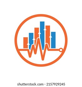 Logo del pulso financiero. Icono de diseño del logotipo de finanzas de latido cardíaco. plantilla de diseño del logotipo de pulso de estadísticas.