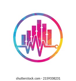 Logo del pulso financiero. Icono de diseño del logotipo de finanzas de latido cardíaco. plantilla de diseño del logotipo de pulso de estadísticas.