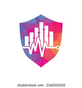 Logo del pulso financiero. Icono de diseño del logotipo de finanzas de latido cardíaco. plantilla de diseño del logotipo de pulso de estadísticas.