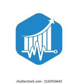 Finance pulse logo. Heart beat finance logo design icon. stats pulse logo design template.