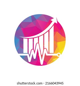 Finance pulse logo. Heart beat finance logo design icon. stats pulse logo design template.